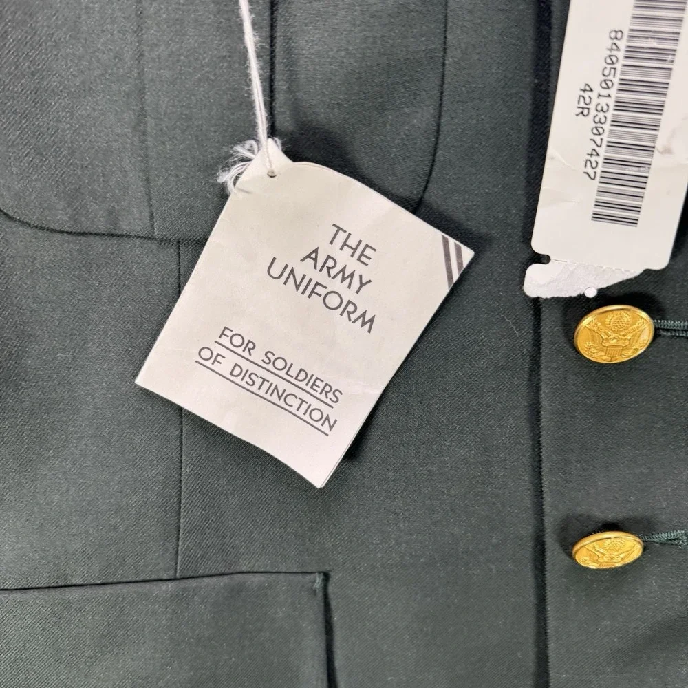Vintage US Army Dress Uniform Coat Mens 42R Green Wool Blend Service Jacket NWT
